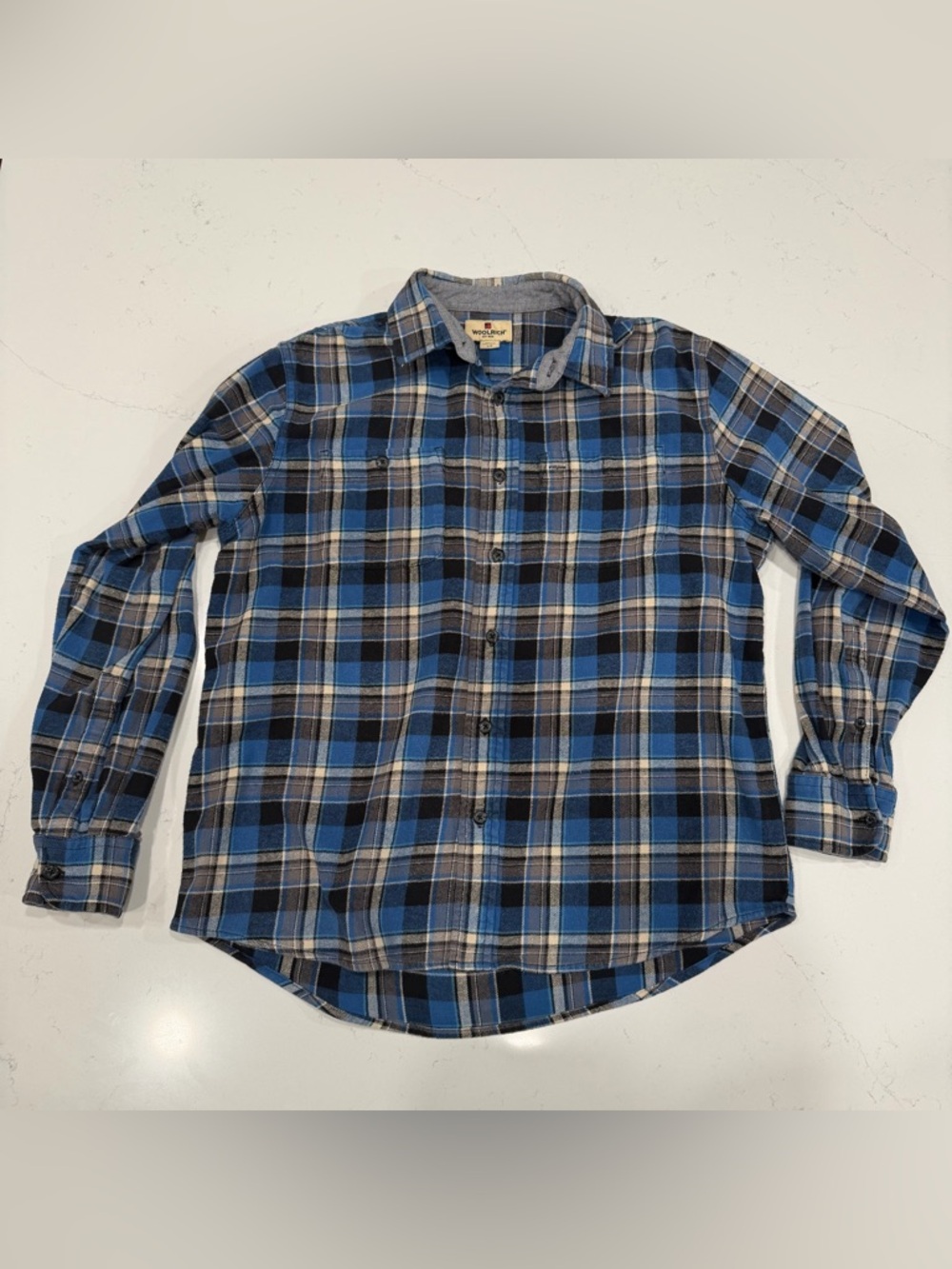 Woolrich Men’s Blue Plaid Flannel Shirt - Large